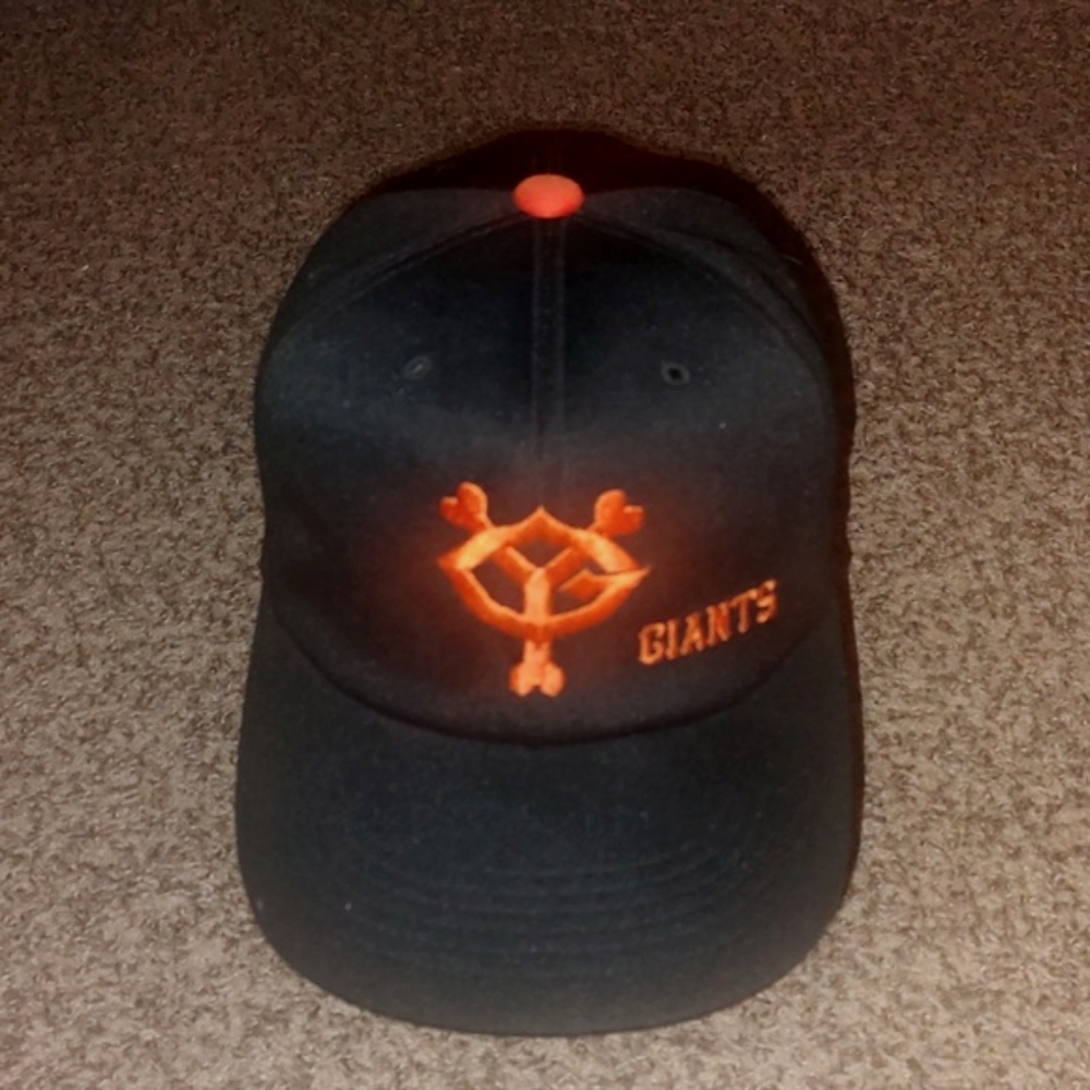 Vtg Yomiuri Giants Japan Embroidered Logo Strapback Black Orange Cap Hat